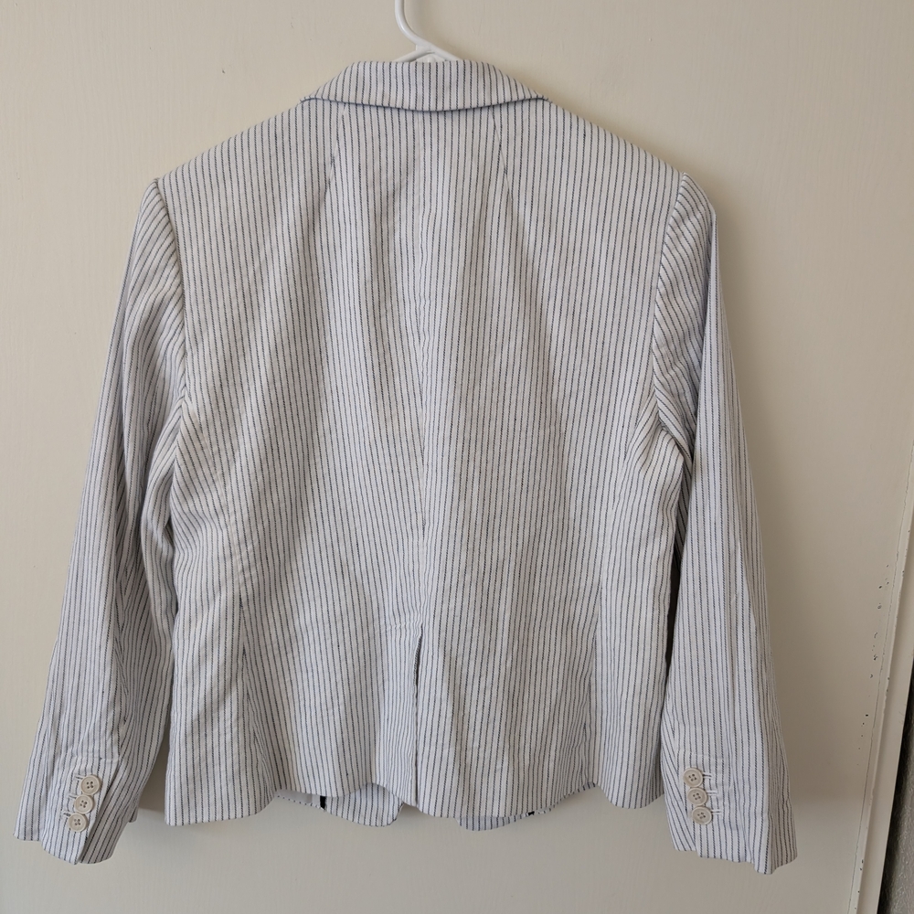 Banana Republic Womens 8 Linen Cotton Striped Blazer Sport Coat Preppy Classic - Picture 5 of 7